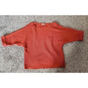 KIRUNDO Fall Winter Spring Oversized Short Sleeve Oramge Sweater Casual Medium